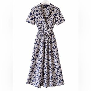 Floral Blue and White Dress